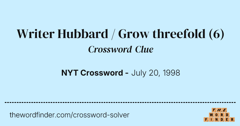 Writer Hubbard / Grow threefold crossword clue image
