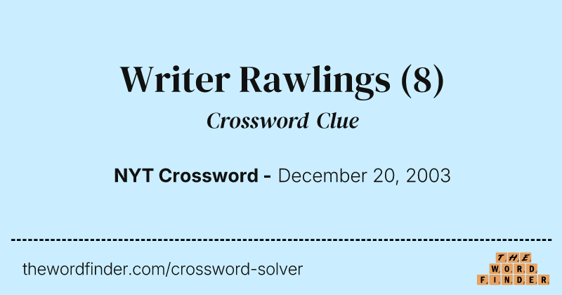 Writer Rawlings crossword clue image