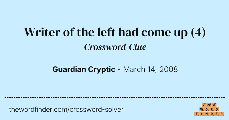 Writer of the left had come up crossword clue image