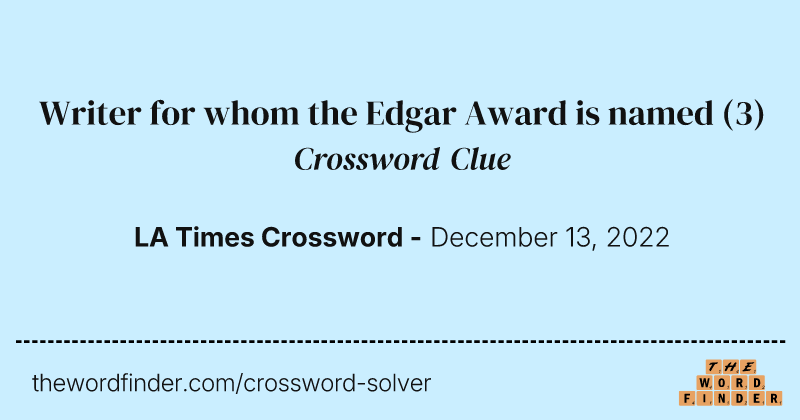Writer for whom the Edgar Award is named crossword clue image
