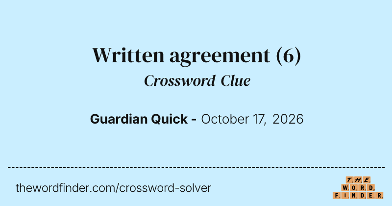 Written agreement crossword clue image