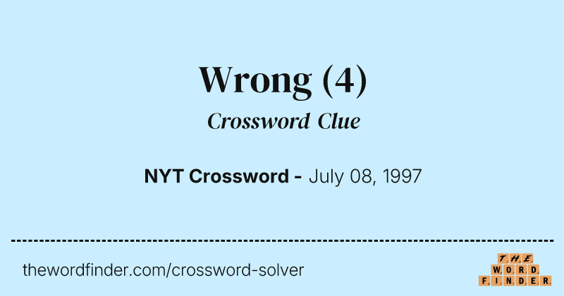 Wrong crossword clue image