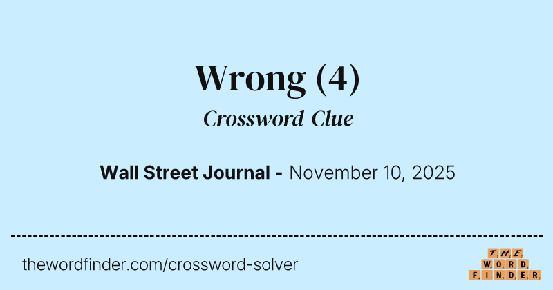 Wrong crossword clue image