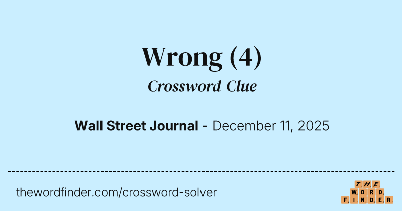 Wrong crossword clue image