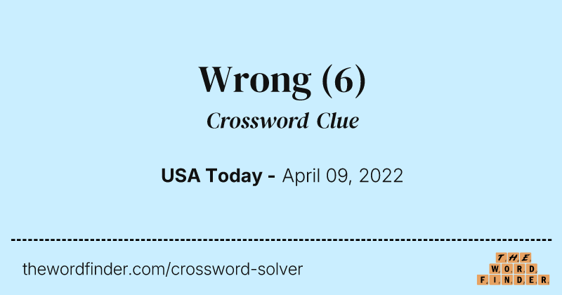 Wrong crossword clue image