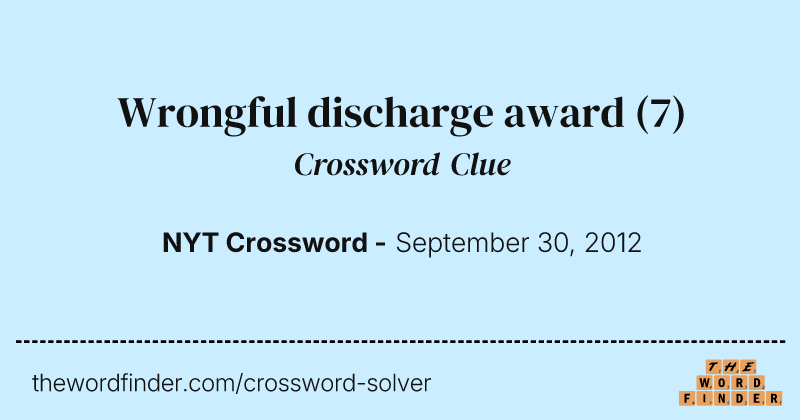 Wrongful discharge award crossword clue image