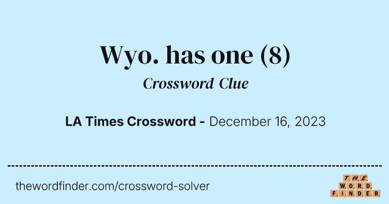 Wyo. has one crossword clue image