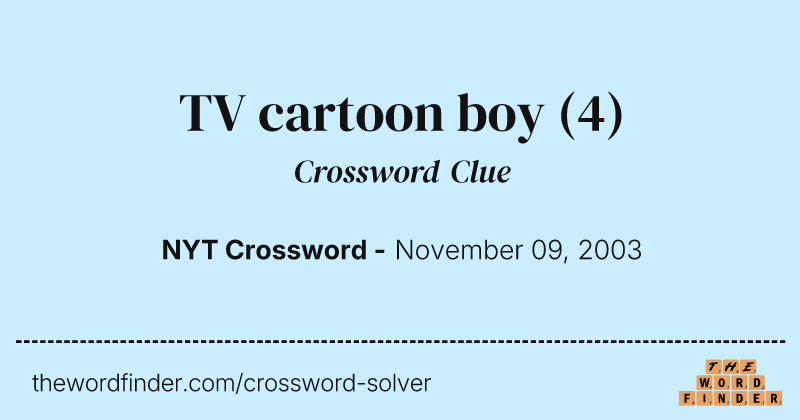 TV cartoon boy crossword clue image