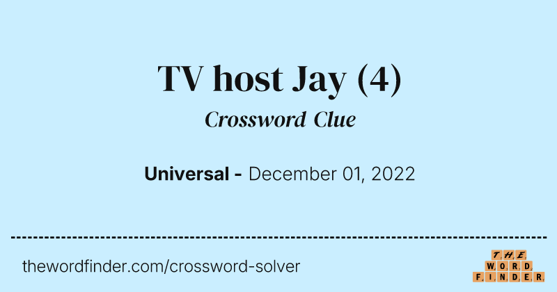 TV host Jay crossword clue image