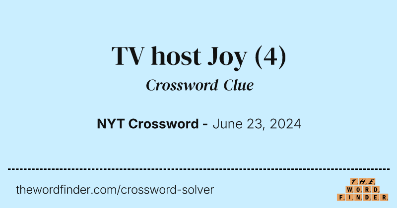 TV host Joy crossword clue image