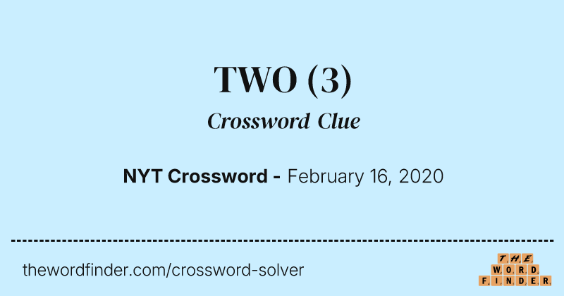 TWO crossword clue image