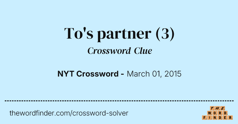 To's partner crossword clue image