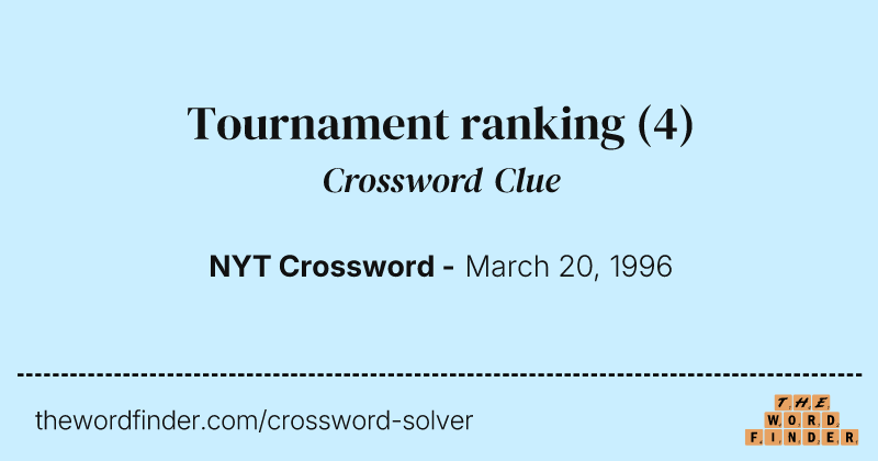 Tournament ranking crossword clue image