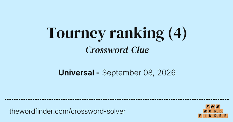 Tourney ranking crossword clue image