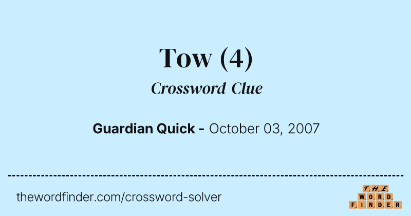 Tow crossword clue image