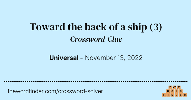 Toward the back of a ship crossword clue image