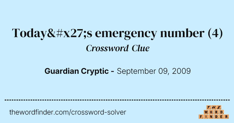 Today's emergency number crossword clue image