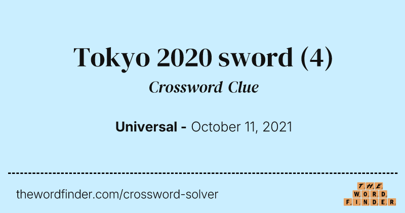 Tokyo 2020 sword crossword clue image