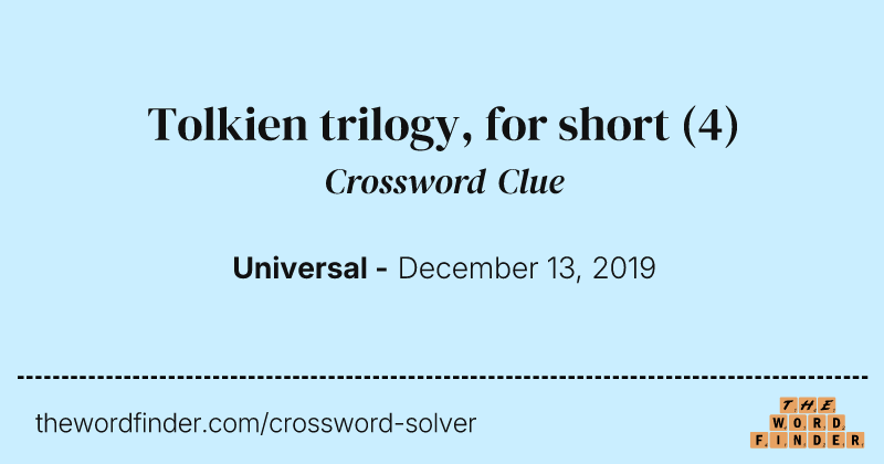 Tolkien trilogy, for short crossword clue image