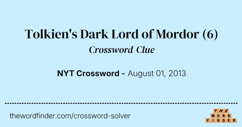 Tolkien's Dark Lord of Mordor crossword clue image