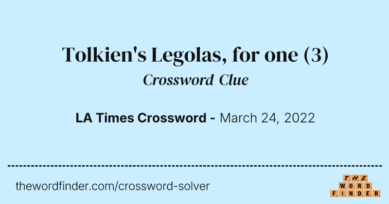 Tolkien's Legolas, for one crossword clue image