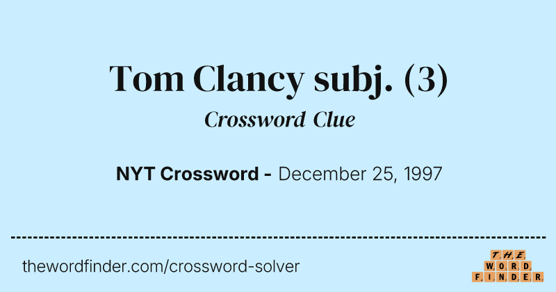 Tom Clancy subj. crossword clue image