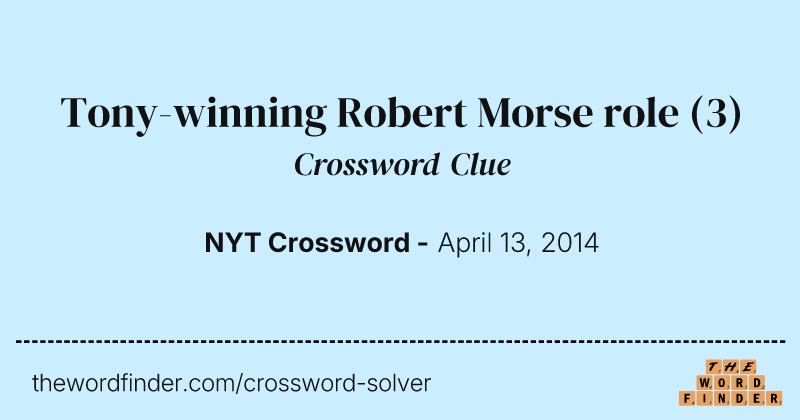 Tony-winning Robert Morse role crossword clue image