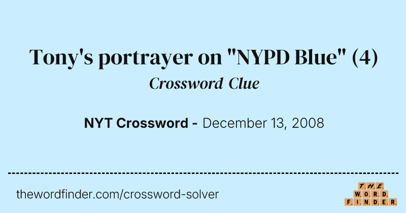 Tony's portrayer on "NYPD Blue" crossword clue image