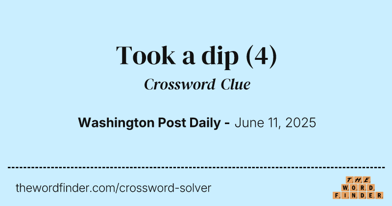 Took a dip crossword clue image