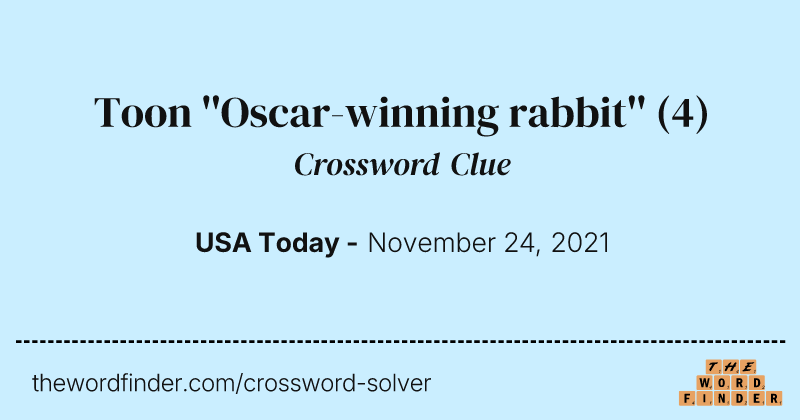 Toon ''Oscar-winning rabbit'' crossword clue image