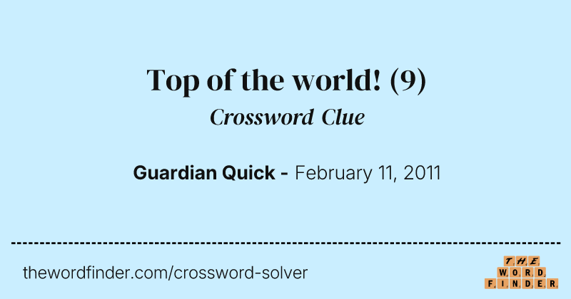 Top of the world! crossword clue image