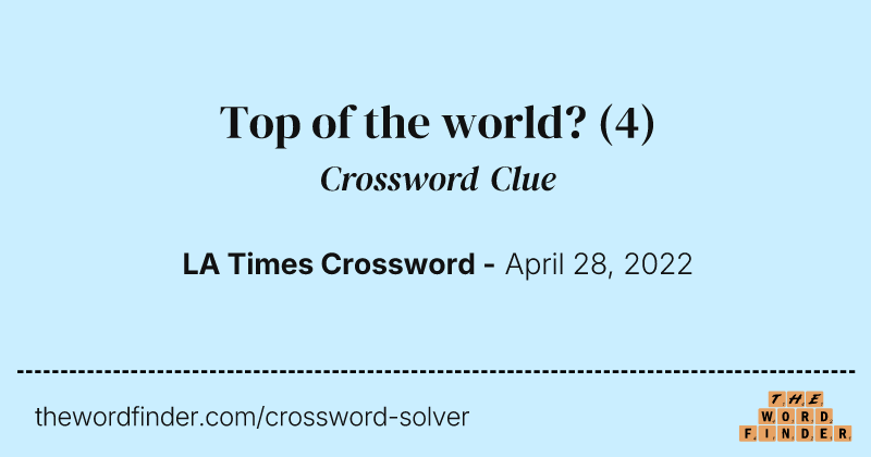 Top of the world? crossword clue image