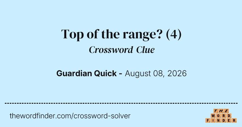 Top of the range? crossword clue image