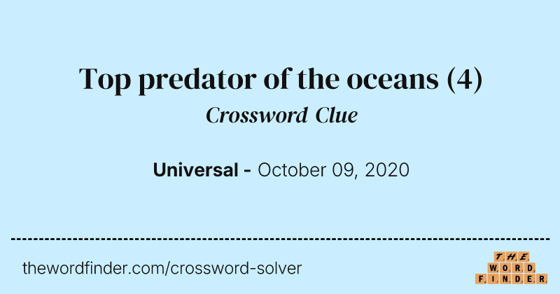 Top predator of the oceans crossword clue image