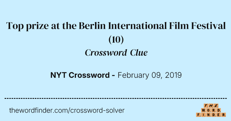 Top prize at the Berlin International Film Festival crossword clue image