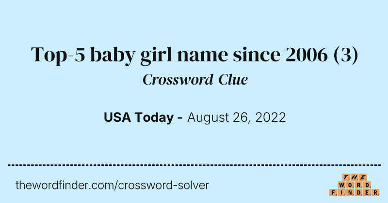 Top-5 baby girl name since 2006 crossword clue image