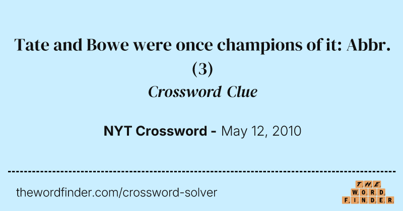 Tate and Bowe were once champions of it: Abbr. crossword clue image
