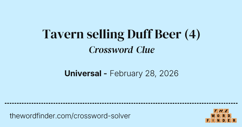 Tavern selling Duff Beer crossword clue image