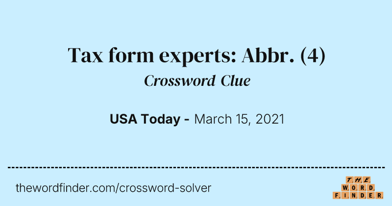Tax form experts: Abbr. crossword clue image