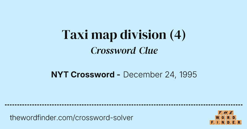 Taxi map division crossword clue image