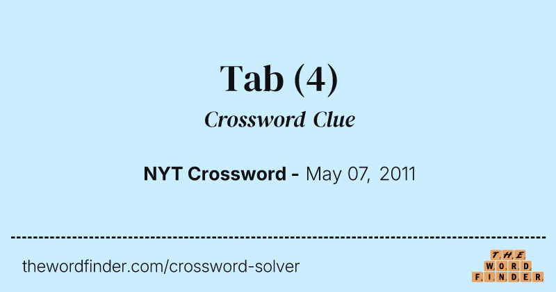 Tab crossword clue image