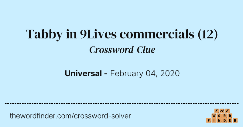 Tabby in 9Lives commercials crossword clue image