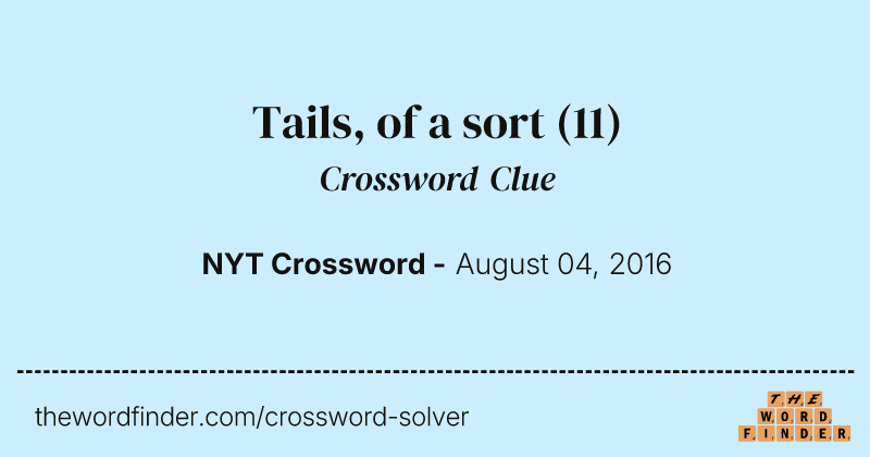Tails, of a sort crossword clue image