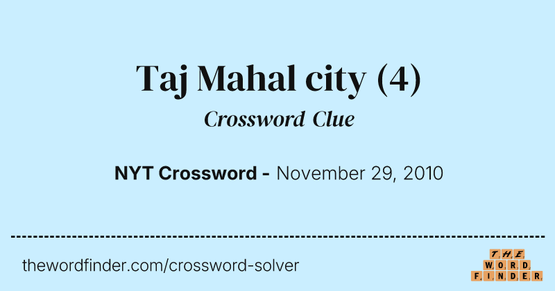 Taj Mahal city crossword clue image