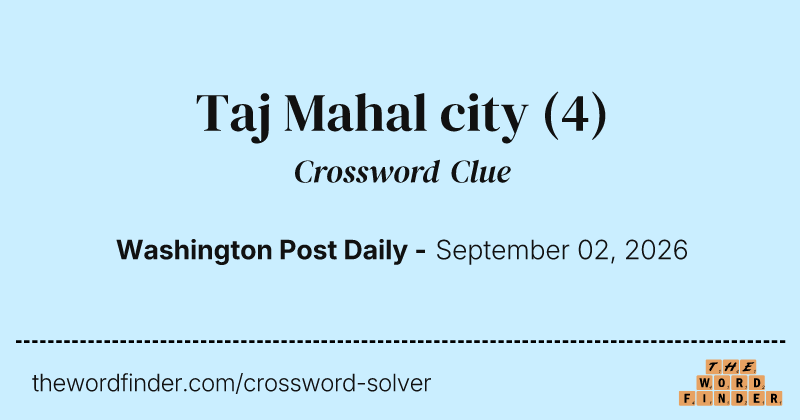 Taj Mahal city crossword clue image