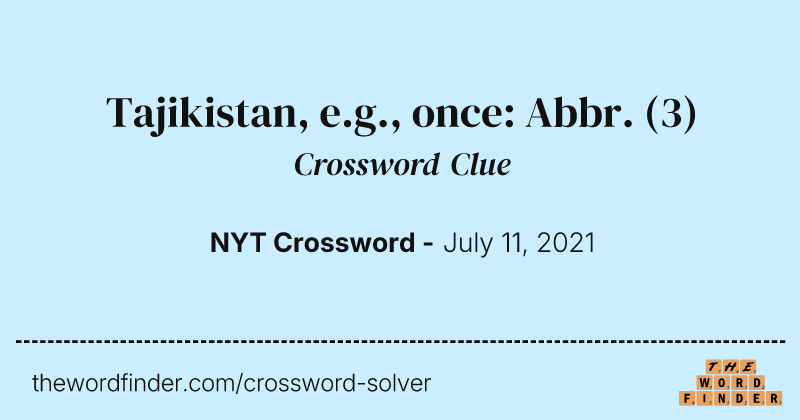 Tajikistan, e.g., once: Abbr. crossword clue image
