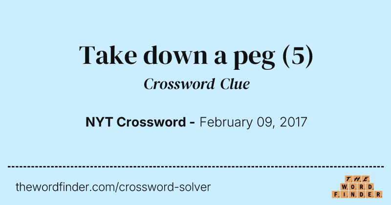 Take down a peg crossword clue image