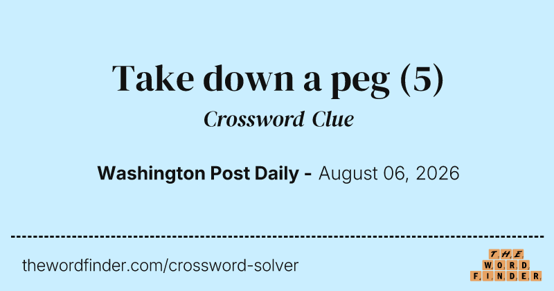 Take down a peg crossword clue image