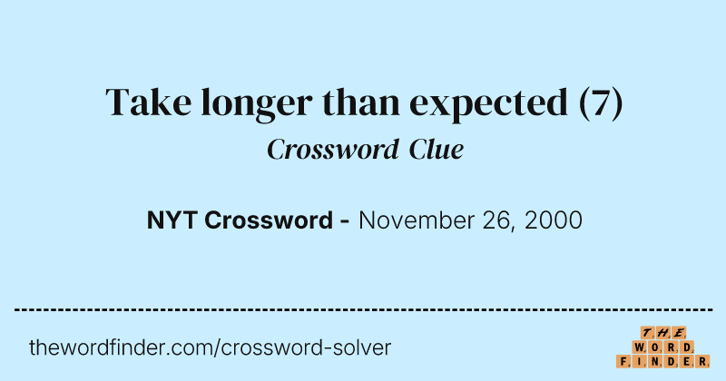 Take longer than expected crossword clue image