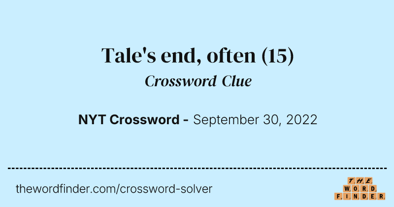 Tale's end, often crossword clue image